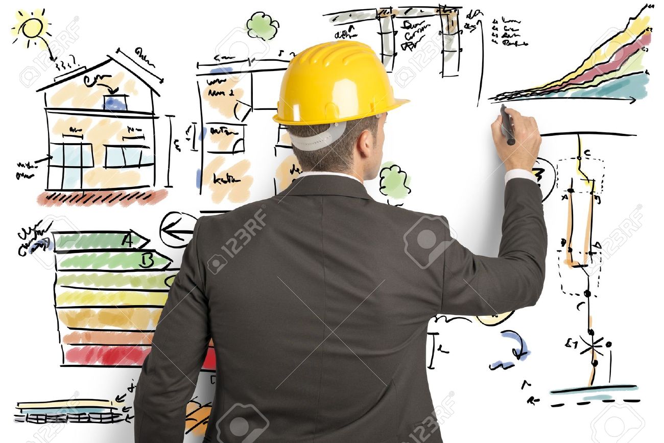 27462589-Engineer-that-calculates-the-energy-efficiency-of-a-house-Stock-Photo